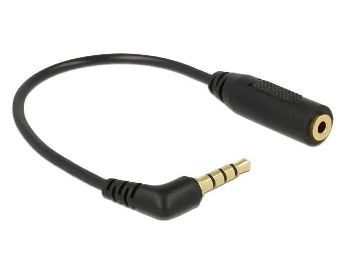 Audiokabel Klinkenstecker 3,5 mm 4 Pin an Klinkenbuchse 2,5 mm 3 Pin gewinkelt, Delock® [65673]