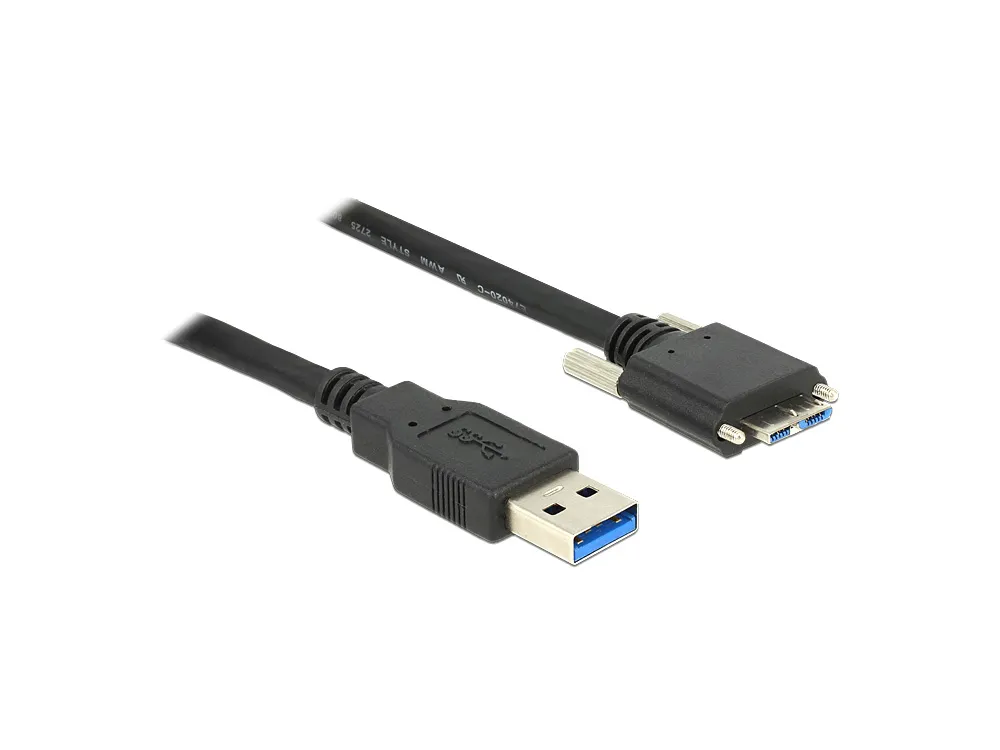 Anschlusskabel USB 3.0 Stecker A an Micro Stecker B mit Schrauben, schwarz, 3m, Delock® [83599]