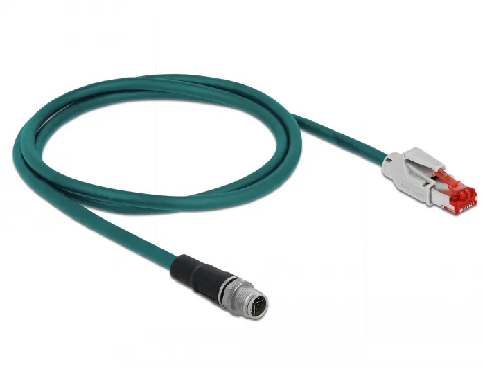 Netzwerkkabel M12 8 Pin X-kodiert an RJ45 Stecker PVC, wasserblau, 1 m, Delock® [85425]