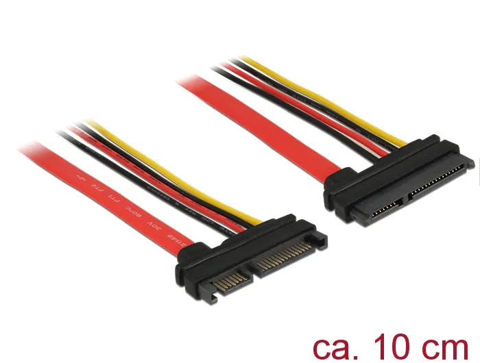 Verlängerungskabel SATA 6Gb/s, 22 Pin Stecker an SATA 22 Pin Buchse (5V + 12V), 0,1m, Delock® [83802
