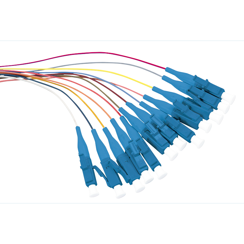 Farbiger Pigtailsatz 12 x LC, OS2 9/125µ, 2m, Stecker blau