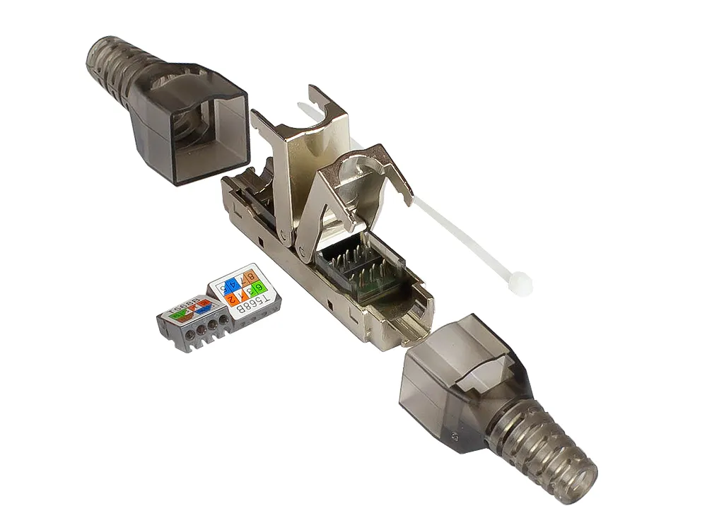 Kabelverbinder Cat. 6A, werkzeuglos / feldkonfektionierbar, LSA, STP geschirmt, Metall, Good Connect
