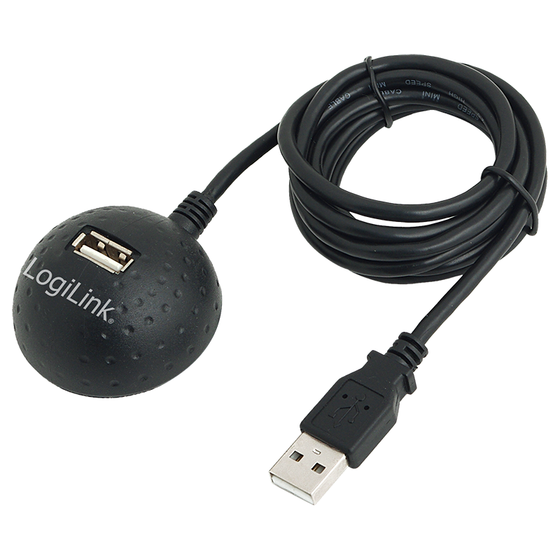 USB 2.0-Kabel, USB-A/M zu USB-A/F, Docking Ball, schwarz, 1,5 m