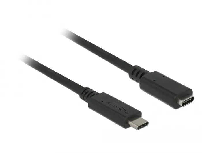 Verlängerungskabel SuperSpeed USB (USB 3.1 Gen.1), USB-C™ Stecker an USB-C™ Buchse, 3A, schwarz, 2m,