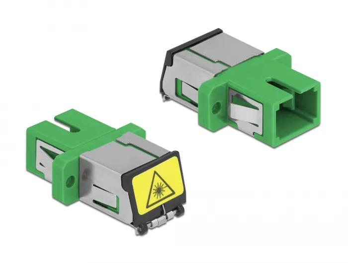 LWL Kupplung mit Laserschutzklappe SC Simplex Buchse zu SC Simplex Buchse Singlemode grün, Delock® [