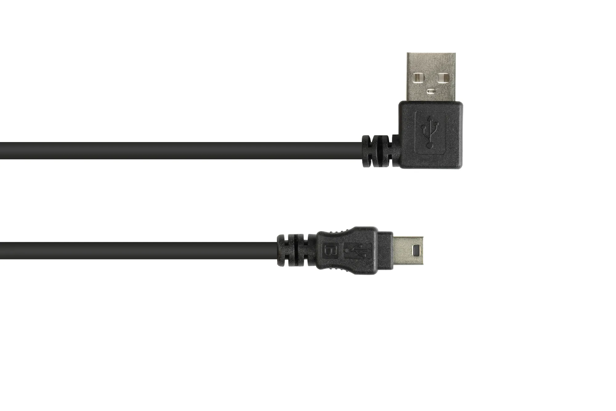 Anschlusskabel USB 2.0 EASY Stecker A an Mini B Stecker, gewinkelt, schwarz, 2m, Good Connections®