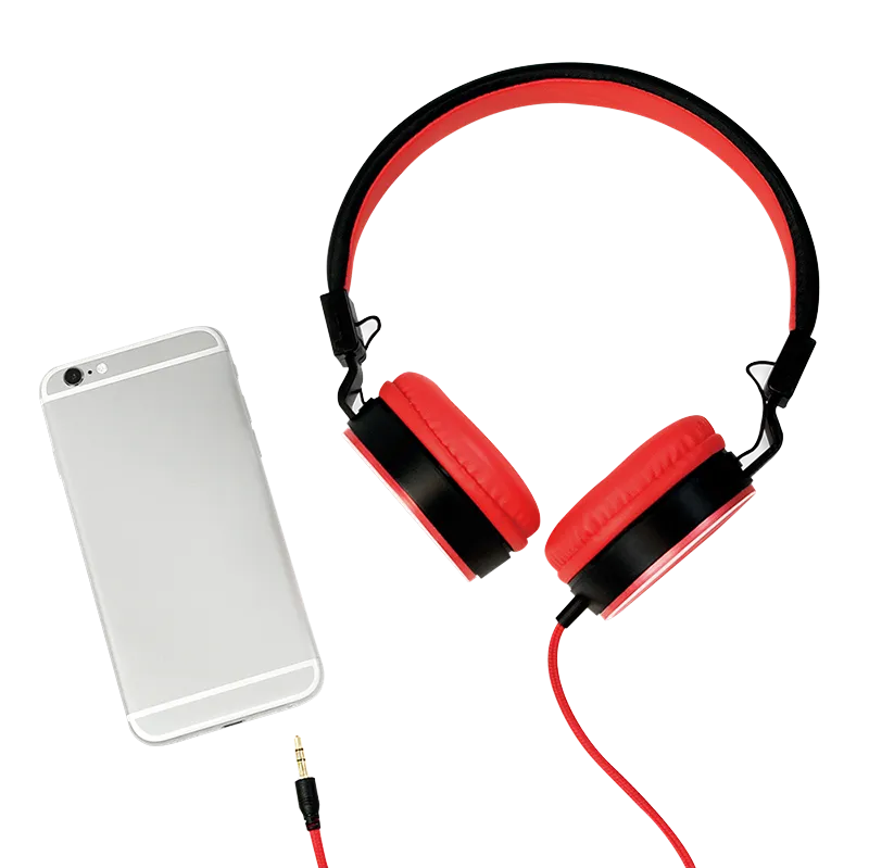 Stereo-Kopfhörer, 1x 3,5-mm-Klinkenstecker, faltbar, rot