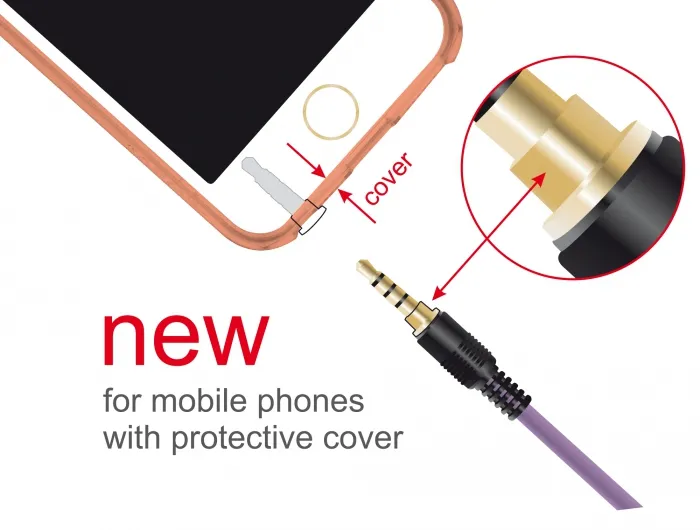 Verlängerungskabel Audio Klinke 3,5 mm Stecker an Buchse iPhone 4 Pin, violett, 3 m, Delock® [85625]