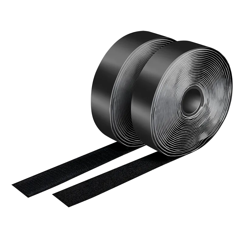 Selbstklebendes Klettband-Set, schwarz, 25 mm breit, Rolle, 5 m