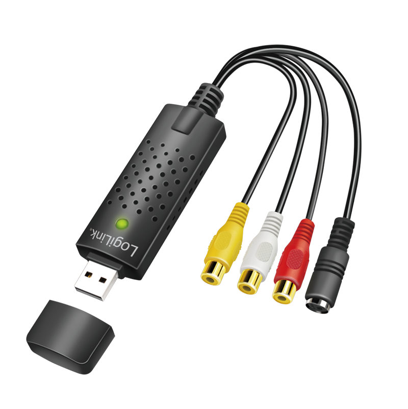 USB 2.0-A/V-Grabber, USB-A/M zu 3xCinch + miniDIN5/F, schwarz