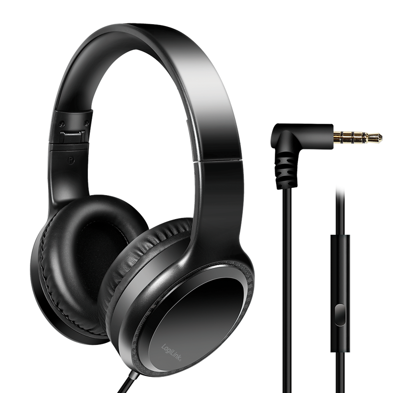 Stereo-Headset mit Mikrofon, 3,5-mm-Klinkenstecker, schwarz