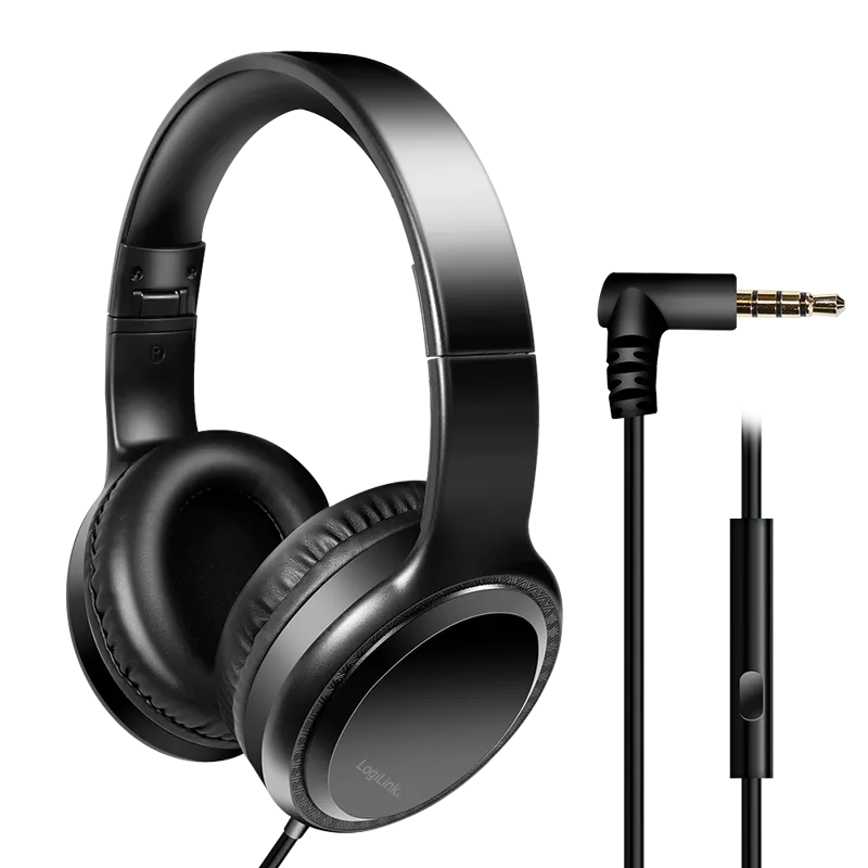 Stereo-Headset mit Mikrofon, 3,5-mm-Klinkenstecker, schwarz