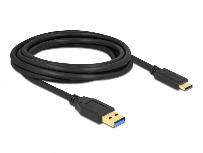 SuperSpeed USB (USB 3.2 Gen 1) Kabel Typ-A zu USB Type-C™, schwarz, 3 m, Delock® [84006]