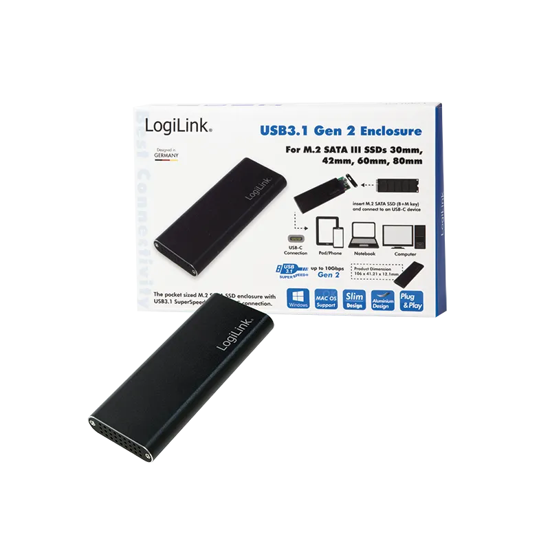 Festplattengehäuse, M.2 SATA, USB 3.2 Gen 2