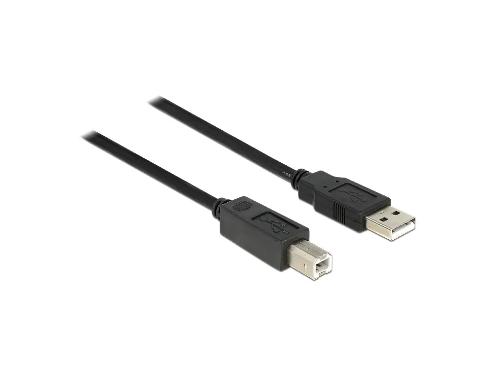 Anschlusskabel USB 2.0 Stecker A an Stecker B, schwarz, 11m, Delock® [82915]