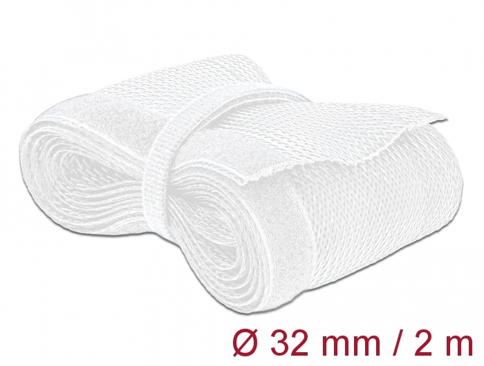 Geflechtschlauch mit Klettverschluss 2 m x 32 mm weiß, Deloc