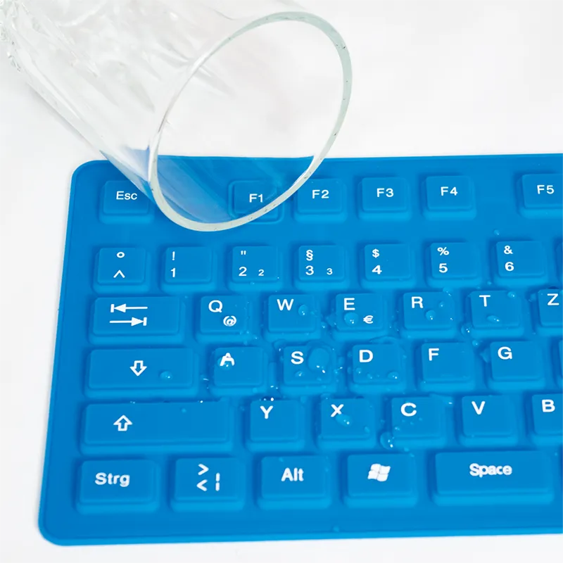 Tastatur Flexibel Wasserfest USB + PS/2, blau