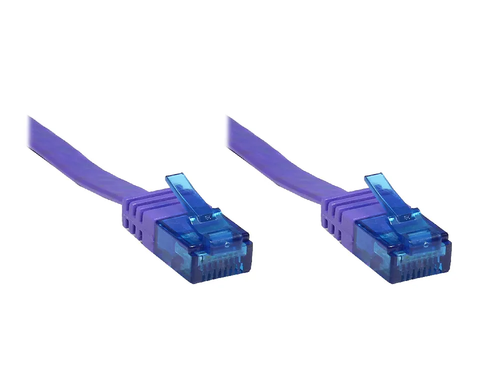 Patchkabel, Cat. 6a, U/UTP, FLACHKABEL, 500 MHz, violett, 1m, Good Connections®