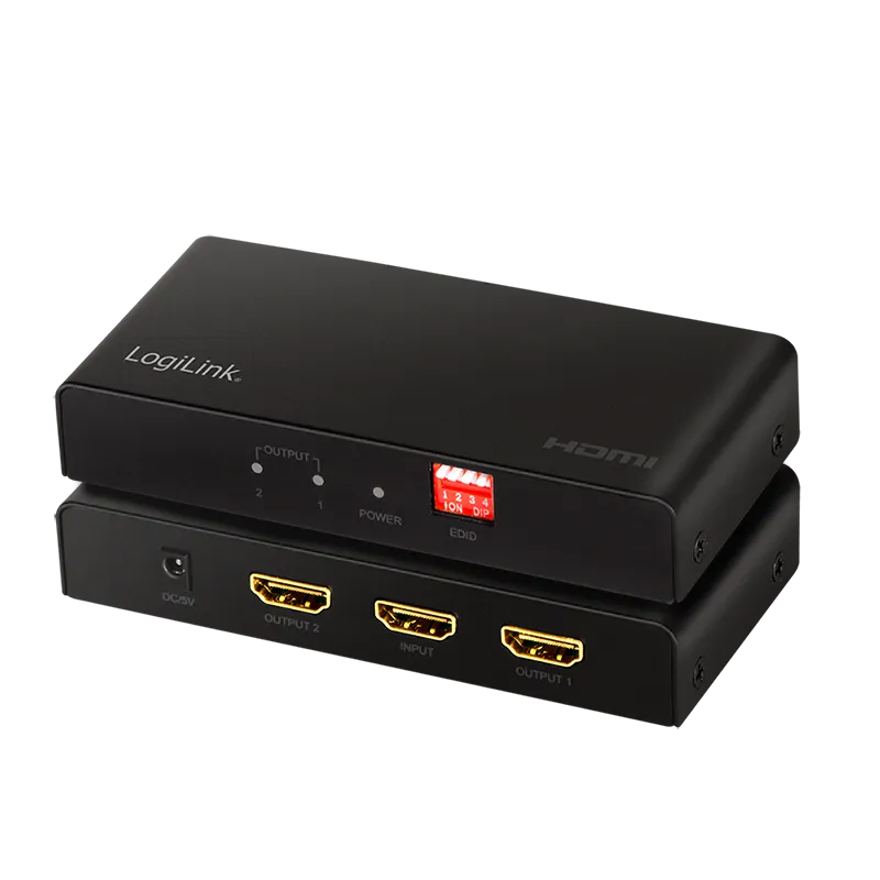 HDMI-Splitter, 1x2-Port, 4K/60 Hz, HDCP, EDID, HDR, CEC, Downscaler