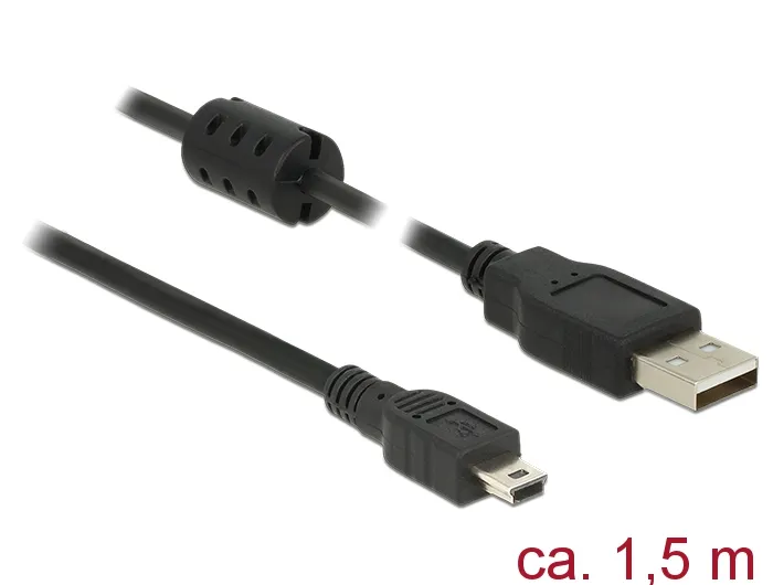 USB Kabel 2.0 Typ-A Stecker an USB 2.0 Mini-B Stecker, schwarz, 1,5 m Delock® [84913]