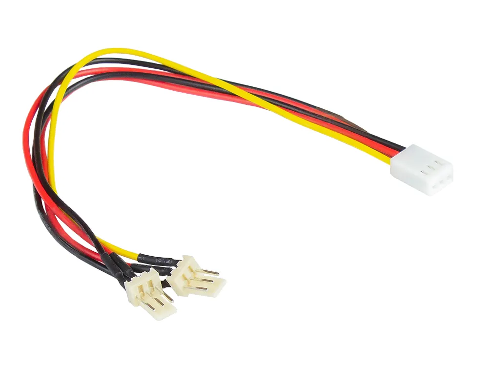 Lüfter-Y-Adapterkabel, 3-pin Bu. an 2 x 3-pin St., 0,22m, Good Connections®