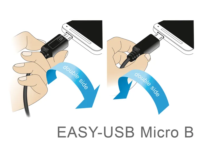 Kabel EASY-USB 2.0 Typ-A Stecker an EASY-USB 2.0 Typ Micro-B Stecker gewinkelt oben / unten, schwarz