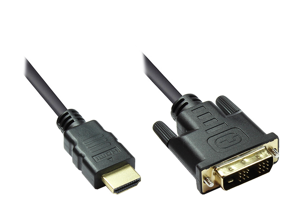 HDMI 19pol Stecker auf DVI-D 18+1 Stecker Anschlusskabel, ve