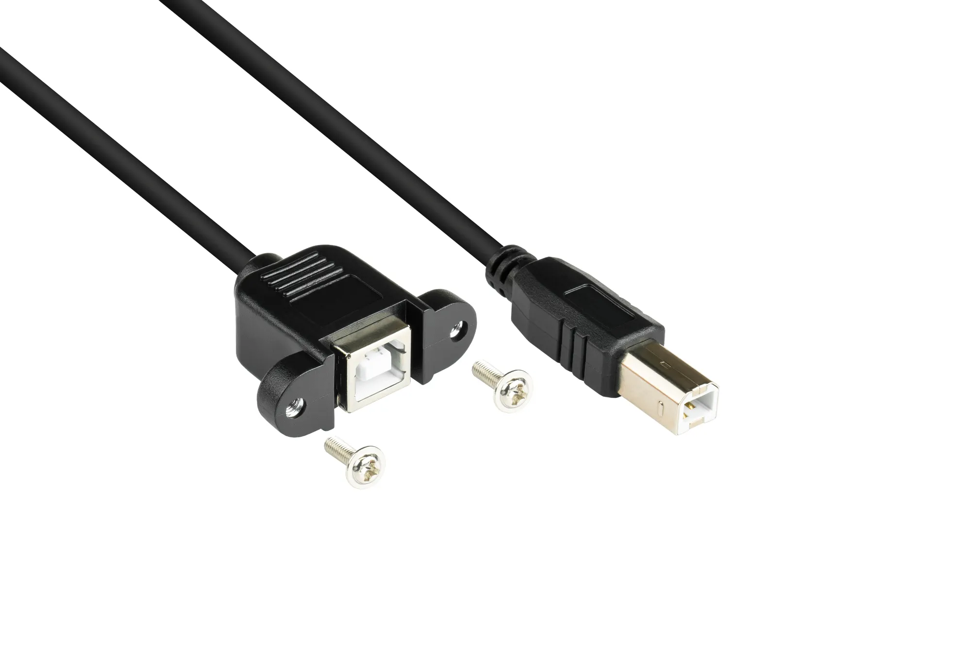 Verlängerung USB 2.0 Stecker B an Einbaubuchse B, CU, schwarz, 1m, Good Connections®