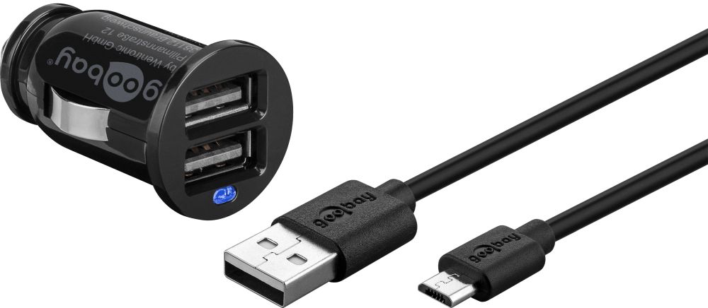 KFZ USB-Ladeadapter, 2-Port, 2,1 A, inkl. Anschlusskabel USB