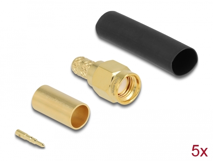 SMA Stecker zum Crimpen LMR200 mit passendem Schrumpfschlauc