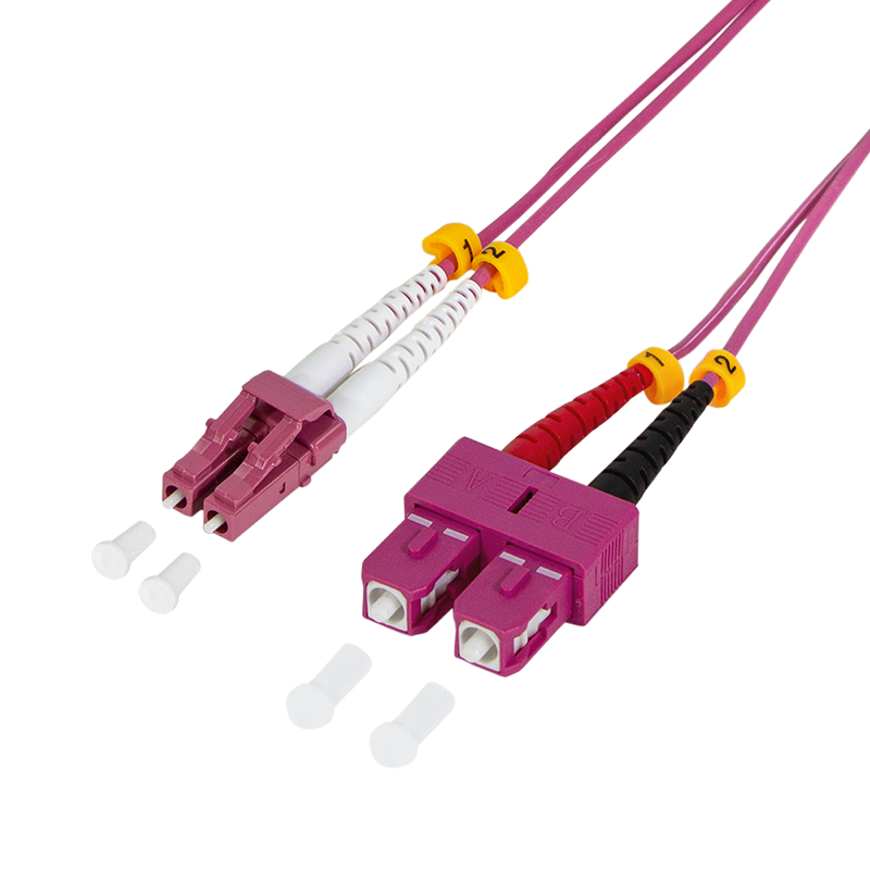 LWL Duplex Patchkabel, OM4, 50/125µ, LC-SC, erikaviolett, 0,5 m