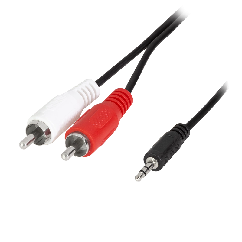 Audio-Kabel, 3,5 mm 3-Pin/M zu 2x Cinch/M, schwarz, 5 m