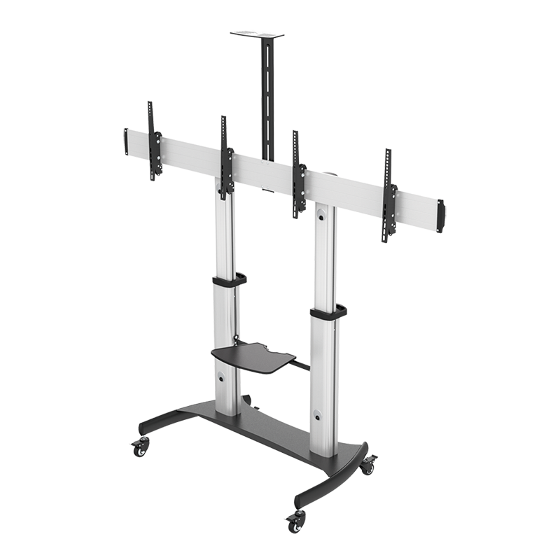 TV-/Monitorwagen 2-fach, 37–60", je 50 kg, höhenverstellbar