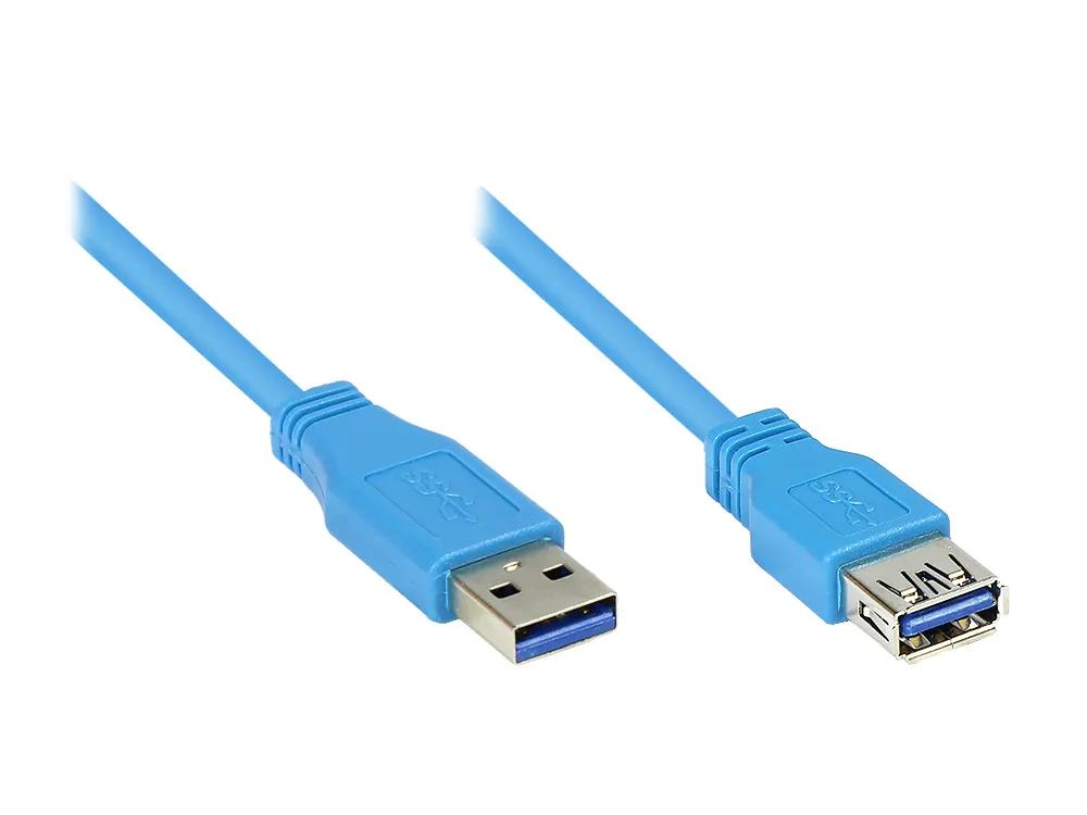 Verlängerung USB 3.0 Stecker A an Buchse A, blau, 1m, Good Connections®