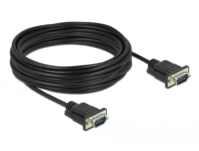 Seriell Kabel RS-232 D-Sub9 Stecker zu Stecker mit schmalem Steckergehäuse 10 m, Delock® [86577]