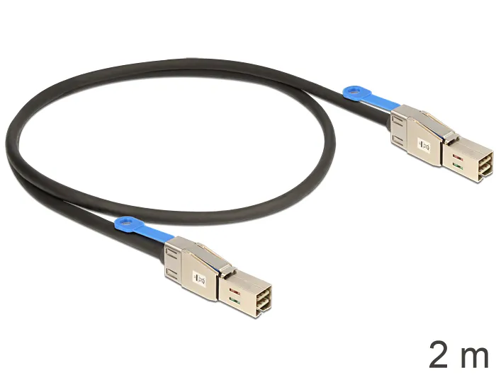 SAS Kabel HD x 4 SFF 8644 Stecker auf Mini SAS HD x 4 SFF 8644 Stecker, 2m, Delock® [83395]