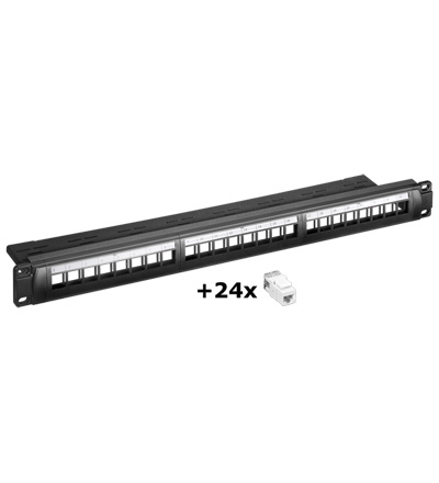 Set Keystone Panel 24 Port & 24 Jacks Cat. 6 UTP, Good Connections®