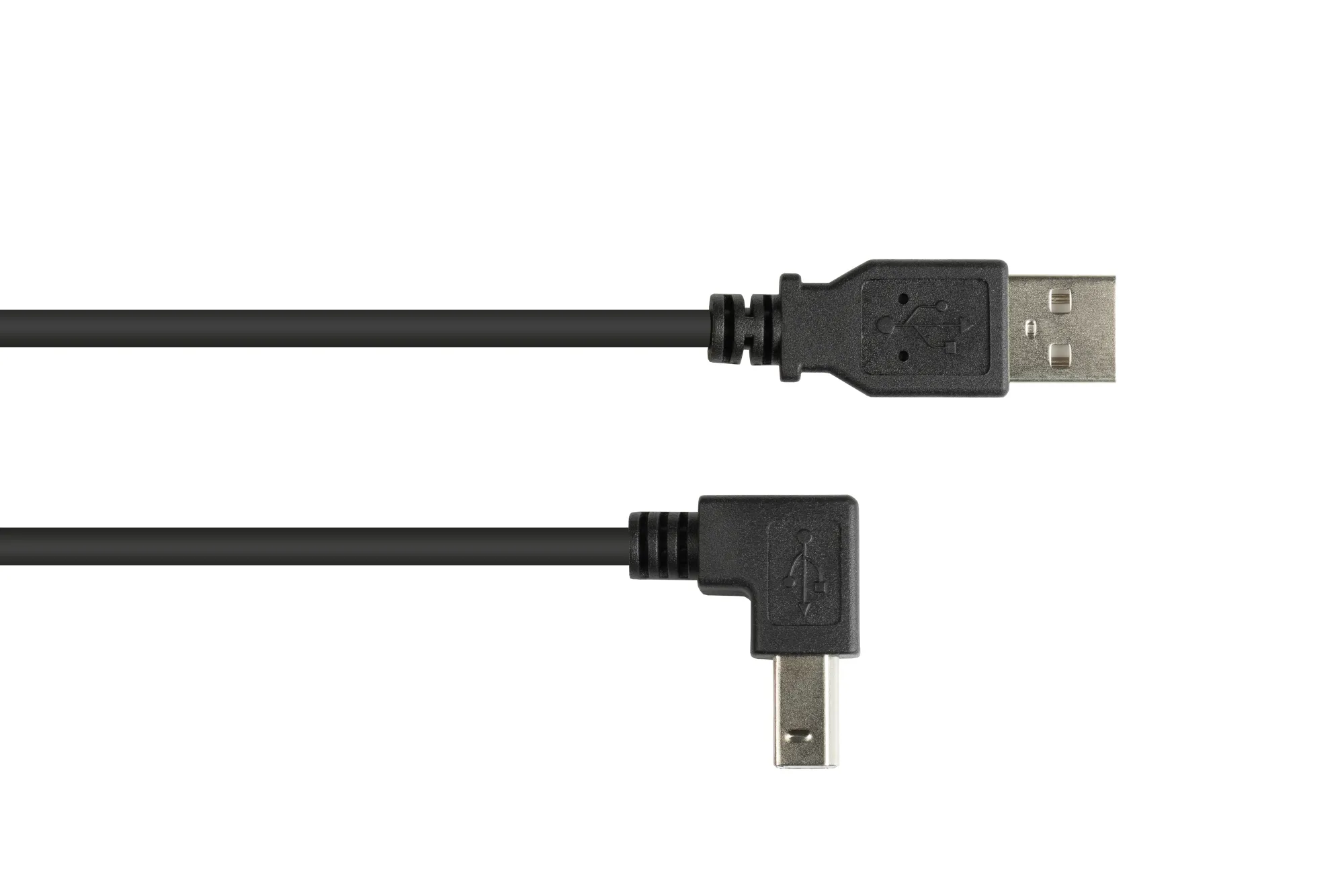 Anschlusskabel USB 2.0 Stecker A an Stecker B nach unten gewinkelt, 5m, Good Connections®