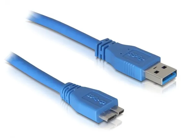 USB 3.0 Anschlusskabel Stecker A an Stecker Micro B, blau, 2m, Delock® [82532]