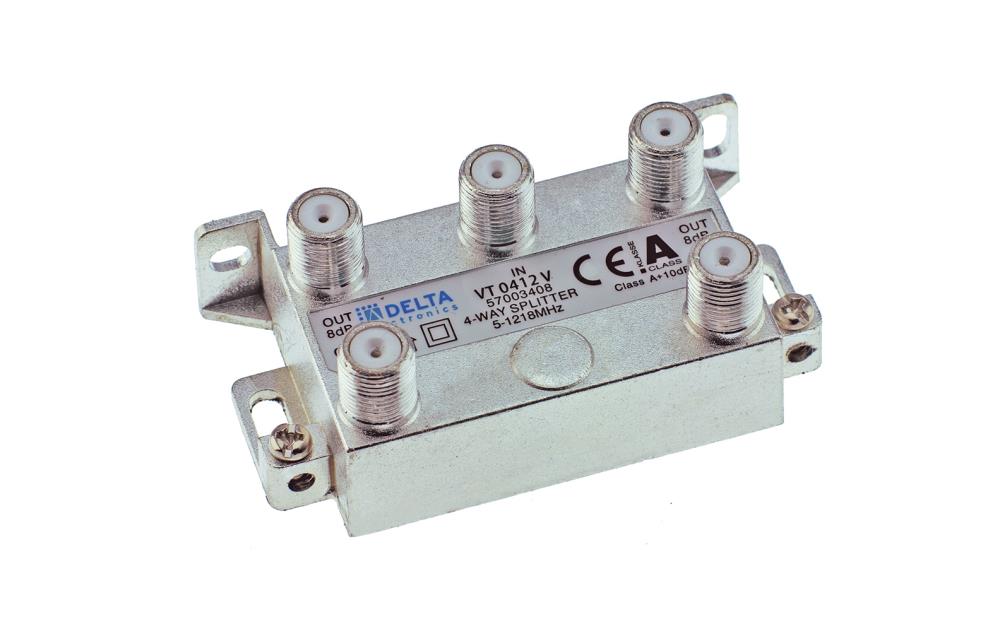 F-Verteiler 4-fach vertikal 5-1218 MHz, DVB-C, Kabelfernsehen F-Verteiler 4-fach vertikal 5-1218 MHz, DVB-C, Kabelfernsehen