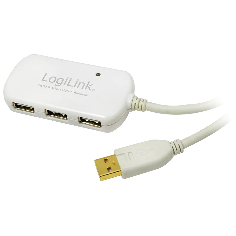 USB 2.0-Kabel, USB-A/M zu 4x USB-A/F, aktiv, weiß, 12 m