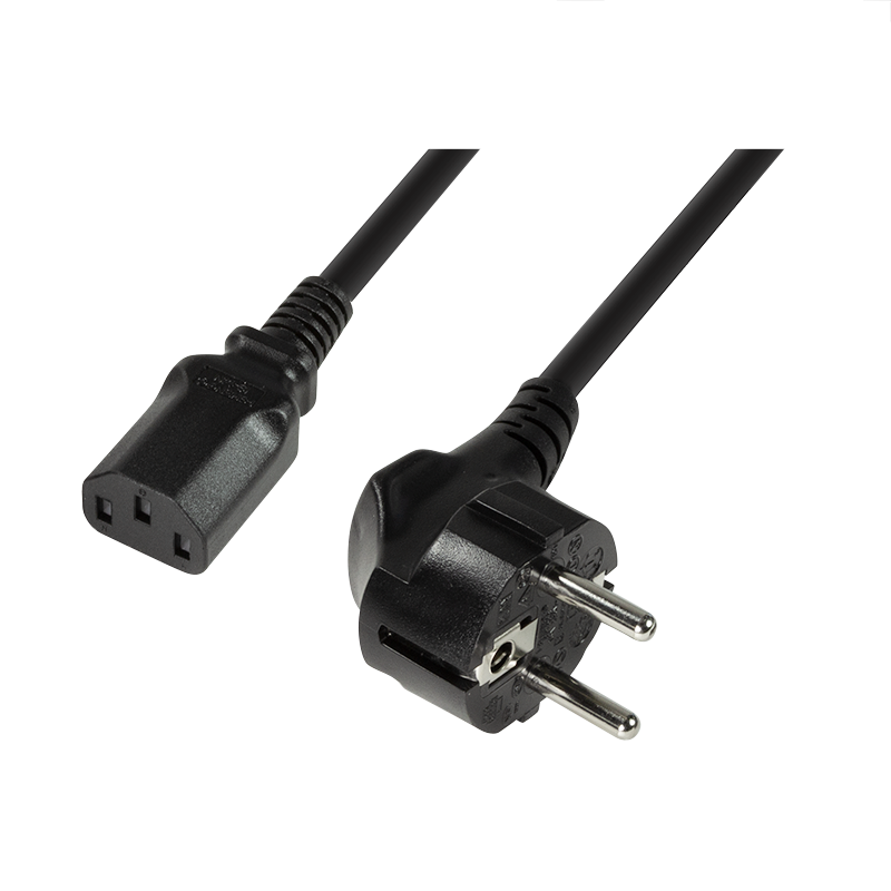 Netzkabel, CEE7/7 (90°) zu IEC C13, schwarz, 1,8 m