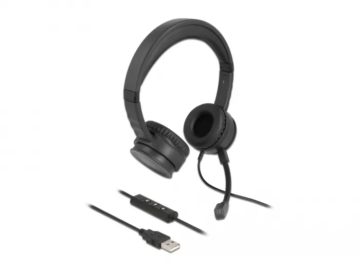 USB Stereo Headset mit Kabelfernbedienung und Quick-Mute Tas