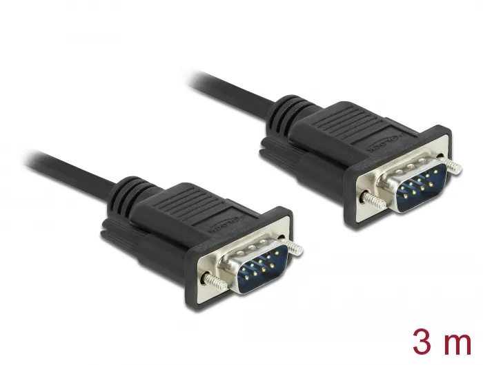 Seriell Kabel RS-232 D-Sub9 Stecker zu Stecker mit schmalem Steckergehäuse 3 m, Delock® [86575]
