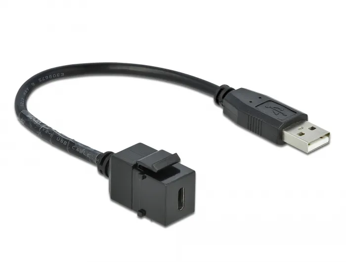 Keystone Modul USB 2.0 C Buchse an USB 2.0 A Stecker mit Kabel, Delock® [86378]