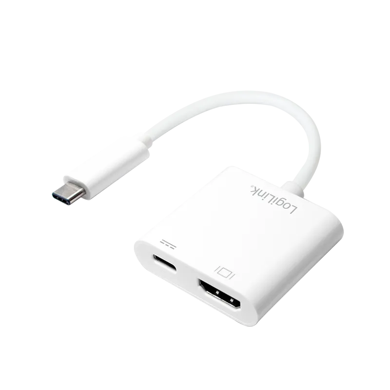 USB 3.2 Gen1 Type-C Adapter, C/M zu HDMI/F+USB/F, 4K, PD, weiß, 0,14 m