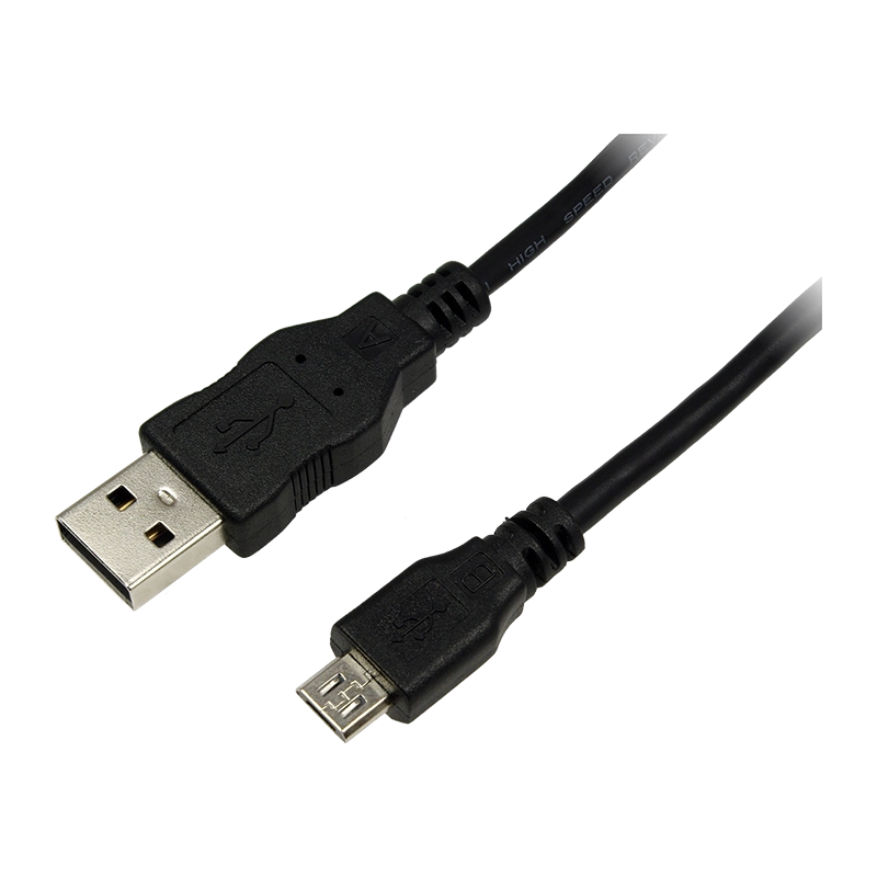 USB 2.0-Kabel, USB-A/M zu Micro-USB/M, schwarz, 5 m