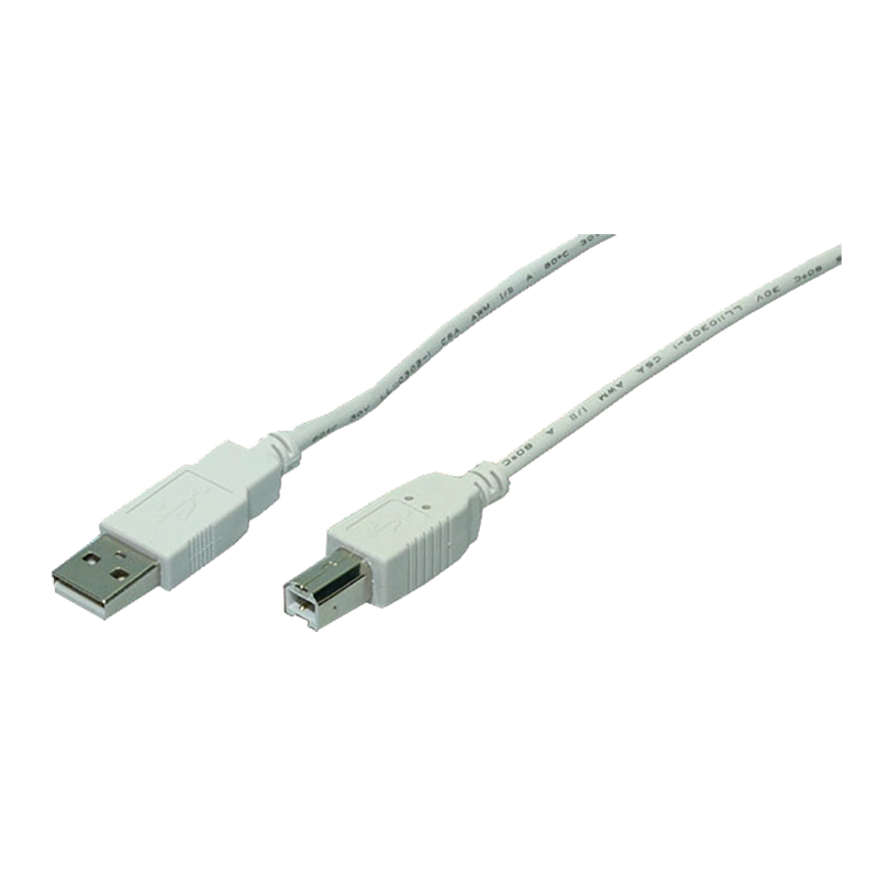 USB 2.0-Kabel, USB-A/M zu USB-B/M, grau, 3 m