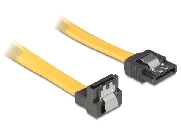 SATA 3 Gb/s Anschlusskabel 10cm unten/gerade Metall gelb, Delock® [82469]