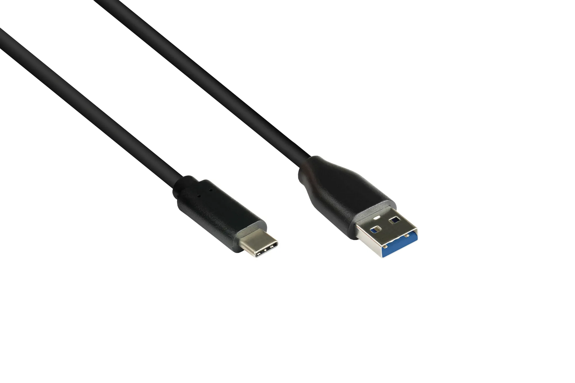 Anschlusskabel USB 3.0, USB 3.0 A Stecker an USB-C™ Stecker, CU, schwarz, 2m, Good Connections®